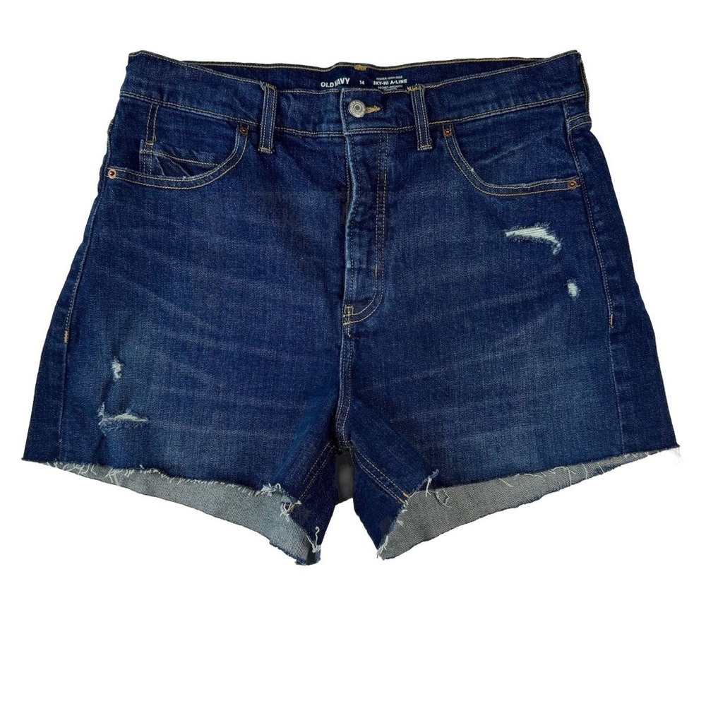NWOT Old Navy Higher High Rise, Sky Hi A Line Dark Wash Denim Shorts